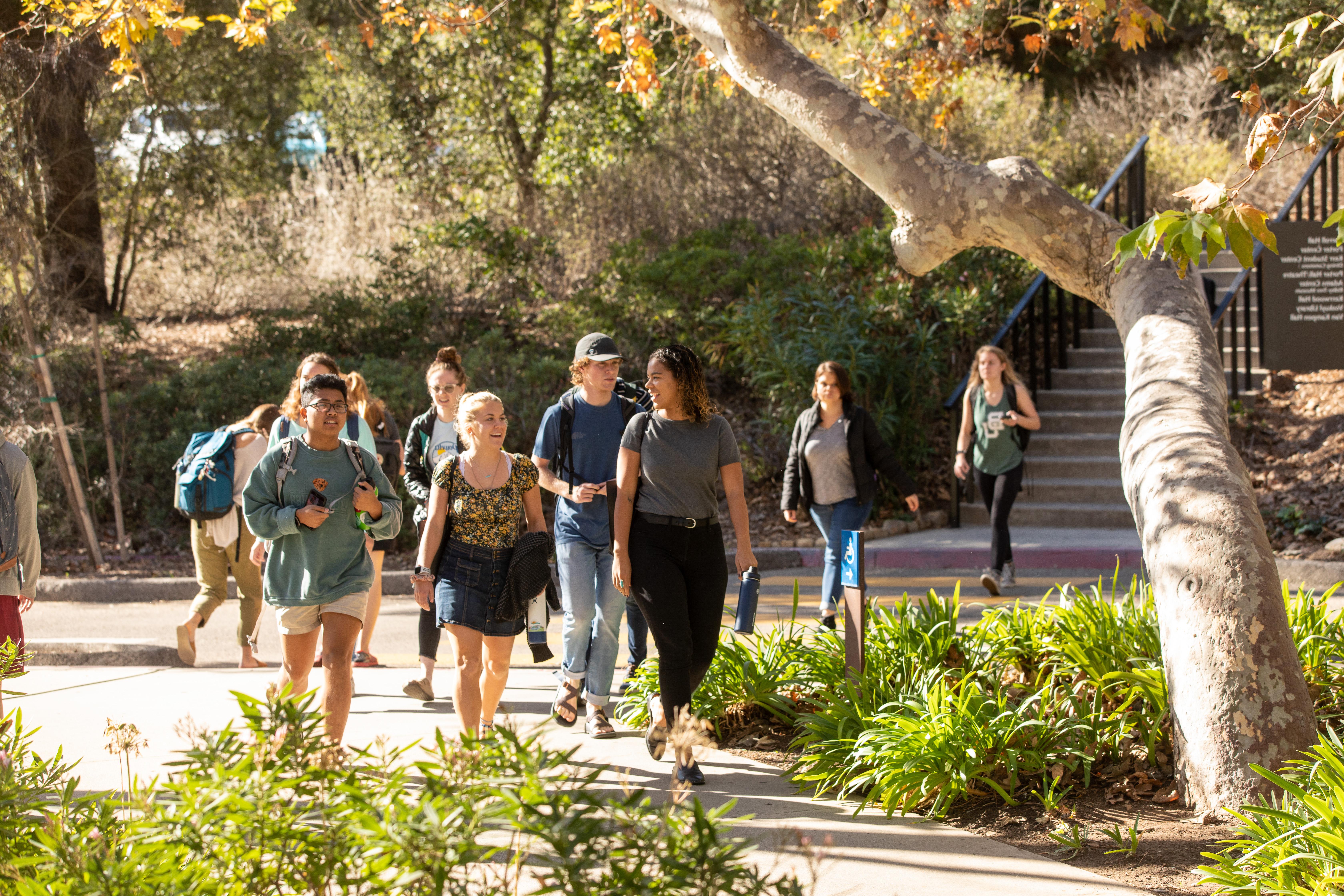 students walking on campus